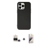 MARSİLYAN™- iPhone 14 Pro Max Kılıf Ahenk Serisi - Siyah Bilvis 3D Mat Cam Ekran Koruyucu + Bilvis Titan Kamera Lens - GD