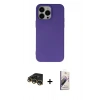 MARSİLYAN™- iPhone 14 Pro Max Kılıf Ahenk Serisi - Siyah Bilvis 3D Mat Cam Ekran Koruyucu + Raze Metal Kamera Lens - GD