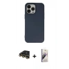 MARSİLYAN™- iPhone 14 Pro Max Kılıf Ahenk Serisi - Siyah Bilvis 3D Mat Cam Ekran Koruyucu + Raze Metal Kamera Lens - GD
