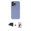 MARSİLYAN™- iPhone 14 Pro Max Kılıf Ahenk Serisi - Siyah Bilvis 3D Mat Cam Ekran Koruyucu + Gümüş Raze Metal Kamera Lens