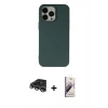 MARSİLYAN™- iPhone 14 Pro Max Kılıf Ahenk Serisi - Siyah Bilvis 3D Mat Cam Ekran Koruyucu + Gümüş Raze Metal Kamera Lens