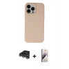 MARSİLYAN™- iPhone 14 Pro Max Kılıf Ahenk Serisi - Siyah Bilvis 3D Mat Cam Ekran Koruyucu + Gümüş Raze Metal Kamera Lens