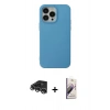 MARSİLYAN™- iPhone 14 Pro Max Kılıf Ahenk Serisi - Siyah Bilvis 3D Mat Cam Ekran Koruyucu + Gümüş Raze Metal Kamera Lens