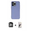 MARSİLYAN™- iPhone 14 Pro Max Kılıf Ahenk Serisi - Siyah Bilvis 3D Mat Cam Ekran Koruyucu + PVD Metal Kamera Lens - TU