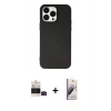 MARSİLYAN™- iPhone 14 Pro Max Kılıf Ahenk Serisi - Siyah Bilvis 3D Mat Cam Ekran Koruyucu + Bilvis Titan Kamera Lens - SH