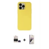 MARSİLYAN™- iPhone 14 Pro Max Kılıf Ahenk Serisi - Siyah Bilvis 3D Mat Cam Ekran Koruyucu + Bilvis Titan Kamera Lens - SH