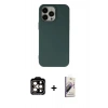 MARSİLYAN™- iPhone 14 Pro Max Kılıf Ahenk Serisi - Siyah Bilvis 3D Mat Cam Ekran Koruyucu + PVD Metal Kamera Lens - TU