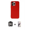 MARSİLYAN™- iPhone 14 Pro Max Kılıf Ahenk Serisi - Siyah Bilvis 3D Mat Cam Ekran Koruyucu + PVD Metal Kamera Lens - TU
