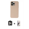 MARSİLYAN™- iPhone 14 Pro Max Kılıf Ahenk Serisi - Siyah Bilvis 3D Mat Cam Ekran Koruyucu + PVD Metal Kamera Lens - TU