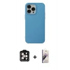 MARSİLYAN™- iPhone 14 Pro Max Kılıf Ahenk Serisi - Siyah Bilvis 3D Mat Cam Ekran Koruyucu + PVD Metal Kamera Lens - TU