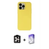 MARSİLYAN™- iPhone 14 Pro Max Kılıf Ahenk Serisi - Siyah Bilvis 5in1 3D Magic Cam Ekran Koruyucu + PVD Metal Kamera Lens - TU
