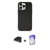 MARSİLYAN™- iPhone 14 Pro Max Kılıf Ahenk Serisi - Siyah Bilvis 5in1 3D Magic Cam Ekran Koruyucu + Raze Metal Kamera Lens - GS