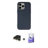 MARSİLYAN™- iPhone 14 Pro Max Kılıf Ahenk Serisi - Siyah Bilvis 5in1 5D Magic Hayalet Cam Ekran Koruyucu + Raze Metal Kamera Lens - GD