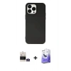 MARSİLYAN™- iPhone 14 Pro Max Kılıf Ahenk Serisi - Siyah Bilvis 5in1 5D Magic Hayalet Cam Ekran Koruyucu + Bilvis Titan Kamera Lens - GS