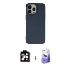 MARSİLYAN™- iPhone 14 Pro Max Kılıf Ahenk Serisi - Siyah Bilvis 5in1 5D Magic Hayalet Cam Ekran Koruyucu + PVD Metal Kamera Lens - TU