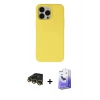 MARSİLYAN™- iPhone 14 Pro Max Kılıf Ahenk Serisi - Siyah Bilvis 5in1 5D Magic Hayalet Cam Ekran Koruyucu + Raze Metal Kamera Lens - GD