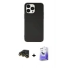 MARSİLYAN™- iPhone 14 Pro Max Kılıf Ahenk Serisi - Siyah Bilvis 5in1 5D Magic Hayalet Cam Ekran Koruyucu + Raze Metal Kamera Lens - GD