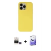 MARSİLYAN™- iPhone 14 Pro Max Kılıf Ahenk Serisi - Siyah Bilvis 5in1 5D Magic Hayalet Cam Ekran Koruyucu + Bilvis Titan Kamera Lens - GS