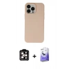 MARSİLYAN™- iPhone 14 Pro Max Kılıf Ahenk Serisi - Siyah Bilvis 5in1 5D Magic Hayalet Cam Ekran Koruyucu + PVD Metal Kamera Lens - TU