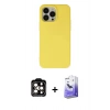 MARSİLYAN™- iPhone 14 Pro Max Kılıf Ahenk Serisi - Siyah Bilvis 5in1 5D Magic Hayalet Cam Ekran Koruyucu + PVD Metal Kamera Lens - TU