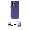 MARSİLYAN™- iPhone 14 Pro Max Kılıf Ahenk Serisi - Siyah Bilvis 5in1 5D Magic Hayalet Cam Ekran Koruyucu + Bilvis Titan Kamera Lens - GS