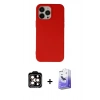 MARSİLYAN™- iPhone 14 Pro Max Kılıf Ahenk Serisi - Siyah Bilvis 5in1 5D Magic Hayalet Cam Ekran Koruyucu + PVD Metal Kamera Lens - TU