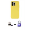MARSİLYAN™- iPhone 14 Pro Max Kılıf Ahenk Serisi - Siyah Bilvis 5in1 5D Magic Hayalet Cam Ekran Koruyucu + Bilvis Titan Kamera Lens - SH
