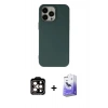 MARSİLYAN™- iPhone 14 Pro Max Kılıf Ahenk Serisi - Siyah Bilvis 5in1 5D Magic Hayalet Cam Ekran Koruyucu + PVD Metal Kamera Lens - TU