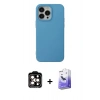MARSİLYAN™- iPhone 14 Pro Max Kılıf Ahenk Serisi - Siyah Bilvis 5in1 5D Magic Hayalet Cam Ekran Koruyucu + PVD Metal Kamera Lens - TU