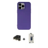 MARSİLYAN™- iPhone 14 Pro Max Kılıf Ahenk Serisi - Siyah Bilvis Hayalet Cam Ekran Koruyucu + Raze Metal Kamera Lens - GD