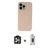 MARSİLYAN™- iPhone 14 Pro Max Kılıf Ahenk Serisi - Siyah Bilvis Hayalet Cam Ekran Koruyucu + PVD Metal Kamera Lens - TU