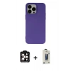 MARSİLYAN™- iPhone 14 Pro Max Kılıf Ahenk Serisi - Siyah Bilvis Hayalet Cam Ekran Koruyucu + PVD Metal Kamera Lens - TU