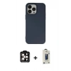 MARSİLYAN™- iPhone 14 Pro Max Kılıf Ahenk Serisi - Siyah Bilvis Hayalet Cam Ekran Koruyucu + PVD Metal Kamera Lens - TU