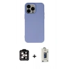 MARSİLYAN™- iPhone 14 Pro Max Kılıf Ahenk Serisi - Siyah Bilvis Hayalet Cam Ekran Koruyucu + PVD Metal Kamera Lens - TU