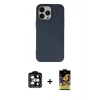 MARSİLYAN™- iPhone 14 Pro Max Kılıf Ahenk Serisi - Siyah Buffer Cam Ekran Koruyucu + PVD Metal Kamera Lens - TU