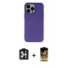 MARSİLYAN™- iPhone 14 Pro Max Kılıf Ahenk Serisi - Siyah Buffer Cam Ekran Koruyucu + PVD Metal Kamera Lens - TU