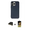 MARSİLYAN™- iPhone 14 Pro Max Kılıf Ahenk Serisi - Siyah Buffer Cam Ekran Koruyucu + Raze Metal Kamera Lens - GD