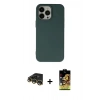 MARSİLYAN™- iPhone 14 Pro Max Kılıf Ahenk Serisi - Siyah Buffer Cam Ekran Koruyucu + Raze Metal Kamera Lens - GD