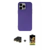 MARSİLYAN™- iPhone 14 Pro Max Kılıf Ahenk Serisi - Siyah Buffer Cam Ekran Koruyucu + Raze Metal Kamera Lens - GD