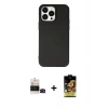 MARSİLYAN™- iPhone 14 Pro Max Kılıf Ahenk Serisi - Siyah Buffer Cam Ekran Koruyucu + Bilvis Titan Kamera Lens - SH