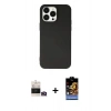 MARSİLYAN™- iPhone 14 Pro Max Kılıf Ahenk Serisi - Siyah Buffer Hayalet Cam Ekran Koruyucu + Bilvis Titan Kamera Lens - GD