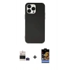 MARSİLYAN™- iPhone 14 Pro Max Kılıf Ahenk Serisi - Siyah Buffer Hayalet Cam Ekran Koruyucu + Bilvis Titan Kamera Lens - DNMR