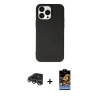 MARSİLYAN™- iPhone 14 Pro Max Kılıf Ahenk Serisi - Siyah Buffer Hayalet Cam Ekran Koruyucu + Raze Metal Kamera Lens - GS