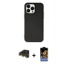 MARSİLYAN™- iPhone 14 Pro Max Kılıf Ahenk Serisi - Siyah Buffer Hayalet Cam Ekran Koruyucu + Raze Metal Kamera Lens - GD