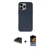 MARSİLYAN™- iPhone 14 Pro Max Kılıf Ahenk Serisi - Siyah Buffer Hayalet Cam Ekran Koruyucu + Raze Metal Kamera Lens - GS