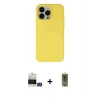 MARSİLYAN™- iPhone 14 Pro Max Kılıf Ahenk Serisi - Siyah Joko Magic 5D Hayalet Cam + Gümüş Bilvis Titan Kamera Lens