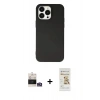 MARSİLYAN™- iPhone 14 Pro Max Kılıf Ahenk Serisi - Siyah Mat Seramik Nano Ekran Koruyucu + Bilvis Titan Kamera Lens - GS