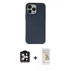 MARSİLYAN™- iPhone 14 Pro Max Kılıf Ahenk Serisi - Siyah Mat Seramik Nano Ekran Koruyucu + PVD Metal Kamera Lens - TU