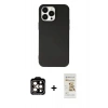 MARSİLYAN™- iPhone 14 Pro Max Kılıf Ahenk Serisi - Siyah Mat Seramik Nano Ekran Koruyucu + PVD Metal Kamera Lens - TU