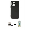 MARSİLYAN™- iPhone 14 Pro Max Kılıf Ahenk Serisi - Siyah Polymer Nano Ekran Koruyucu + Bilvis Titan Kamera Lens - GD